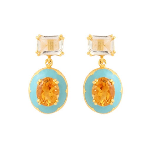 Amethyst and citrine marine blue earrings by Azga